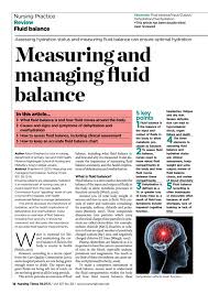 Measuring And Managing Fluid Balance