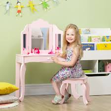 qaba kids vanity table chair set