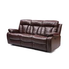 leather brown three seater recliner