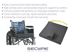 secure wheelchair wedge pommel seat cushion w safety strap convex bottom low profile pommel for comfort easier transfer