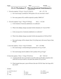 ch 11 worksheet 5 thermochemical