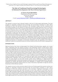 pdf the role of traditional food processing technologies in pdf the role of traditional food processing technologies in national development the west african experience
