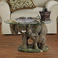 Calf African Elephant Oval Glass Top