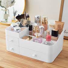 white cosmetic makeup display case