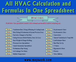 All Hvac Calculation And Formulas In One Spreadsheet