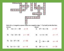 two step equations crossword puzzle