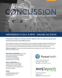 Students interested in pursuing their medical education in australian institutions need key information about the courses offered therein, including what courses are offered by the best. Brighton Beach Junior Football Club We Invite Our Bbjfc Trainers Primary Careers Parents Athletes To Physio Sports Free Online Lecture On Concussion See Link In Flyer To Rsvp Facebook