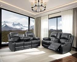 New Sofa Loveseat Black Leather Living
