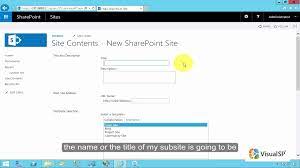 how to create a subsite in sharepoint 2016