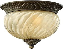 Hinkley 2128pz Traditional Two Light Flush Mount From Plantation Collection In Bronze Darkfinish