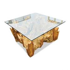 Coffee Table 90cm Square Glass Top Teak