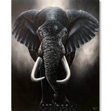 Elephant Art Black And White Painting