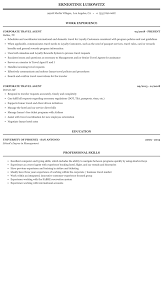 corporate travel agent resume sle