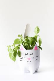 diy soda bottle kitty cat planters