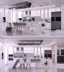 white 3d kitchen for 3ds max and v ray