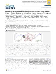 Get this from a library! Pdf Extraction Of Lanthanide And Actinide Ions From Aqueous Mixtures Using A Carboxylic Acid Functionalized Porous Aromatic Framework