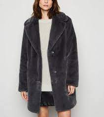 Tall Dark Grey Faux Fur Coat New Look