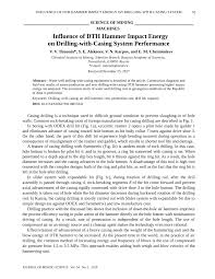 Pdf Influence Of Dth Hammer Impact Energy On Drilling With