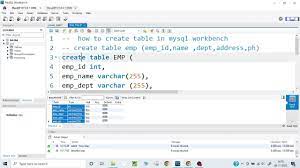 create table in mysql workbench 8 0
