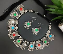 multicolor choker necklace earring set