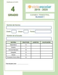 El libro para el maestro. Examen Trimestral Bloque 1 Cuarto Grado 2019 2020 Ciclo Escolar Centro De Descargas