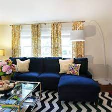 blue sofa living eclectic living room