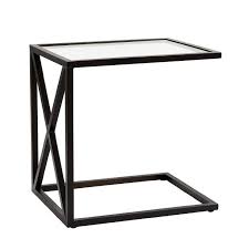 Reine Black Metal Glass C Shape Table