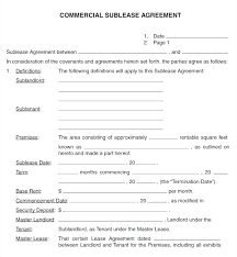Sub Lease Template Residential Sublease Agreement Template Subtenant