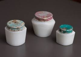 Antique Milk Glass Pots Or Bottles With