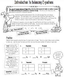 Intro To Balancing Equations Worksheet