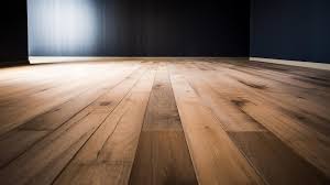 hardwood floor with a dark wall behind