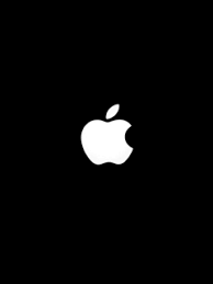 white apple logo on black