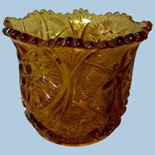 Vintage Amber Pressed Glass Spooner