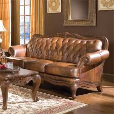 saddle burnished tufted leather sofa