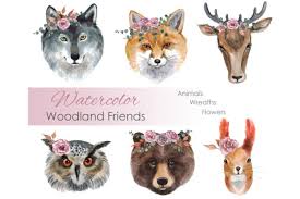 Watercolor Forest Animal Wall Decor Png