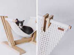 modern macrame cat hammock