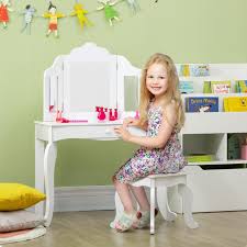 qaba kids vanity table chair set