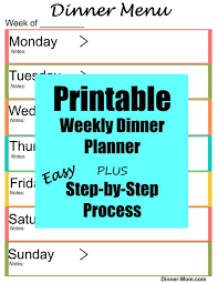 weekly dinner menu templates