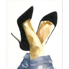Glam Shoes Glittered Canvas Wall Art 11x14