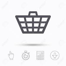 Basket Icon Shopping Cart Symbol Stopwatch Timer Hand Click