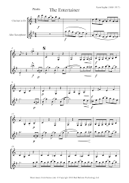 The entertainer (music of the film : Scott Joplin The Entertainer Sheet Music For Clarinet Saxophone Duet 8notes Com
