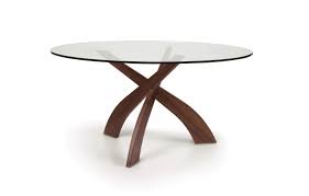 Modern round dining table with laminated plywood top: Copeland Furniture Natural Hardwood Furniture From Vermont Entwine 60 Round Glass Top Table Extension And Fixed Top Tables Dining