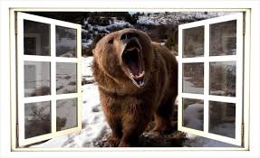 3d Window Wall Sticker Decal Brown Bear