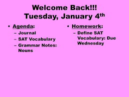 ppt welcome back tuesday january