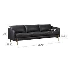 Hoxton Black Leather Modern Sofa
