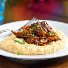 bbq pork with cheesy grits kevin is