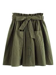 Shein Womens Casual Self Tie Waist Frill Double Pocket Short Skirt