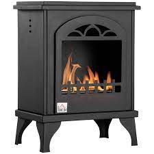 Homcom Ethanol Fireplace 9 75 Freestanding Stove Heater 0 4 Gal Max 470 Sq Ft Burns Up To 3 Hours Black