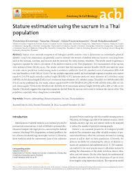 stature estimation using the sacrum