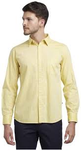 Parx Men Slim Fit Casual Shirt Yellow